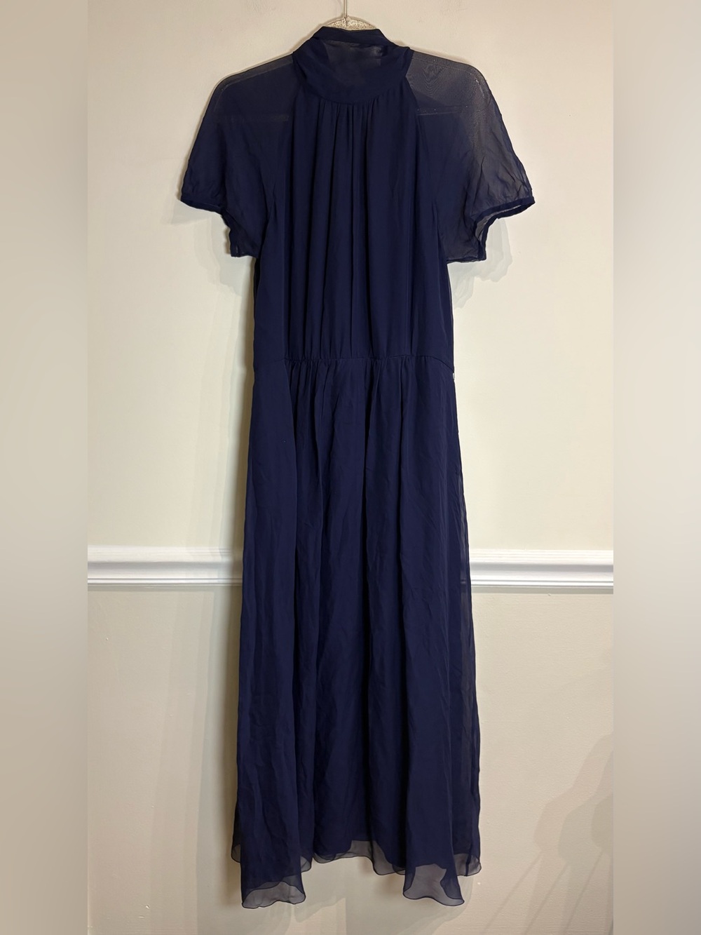 Ralph Lauren Purple Label Darabont Long Midi Dress in Navy Silk NWT 14 NO BELT - Picture 7 of 13